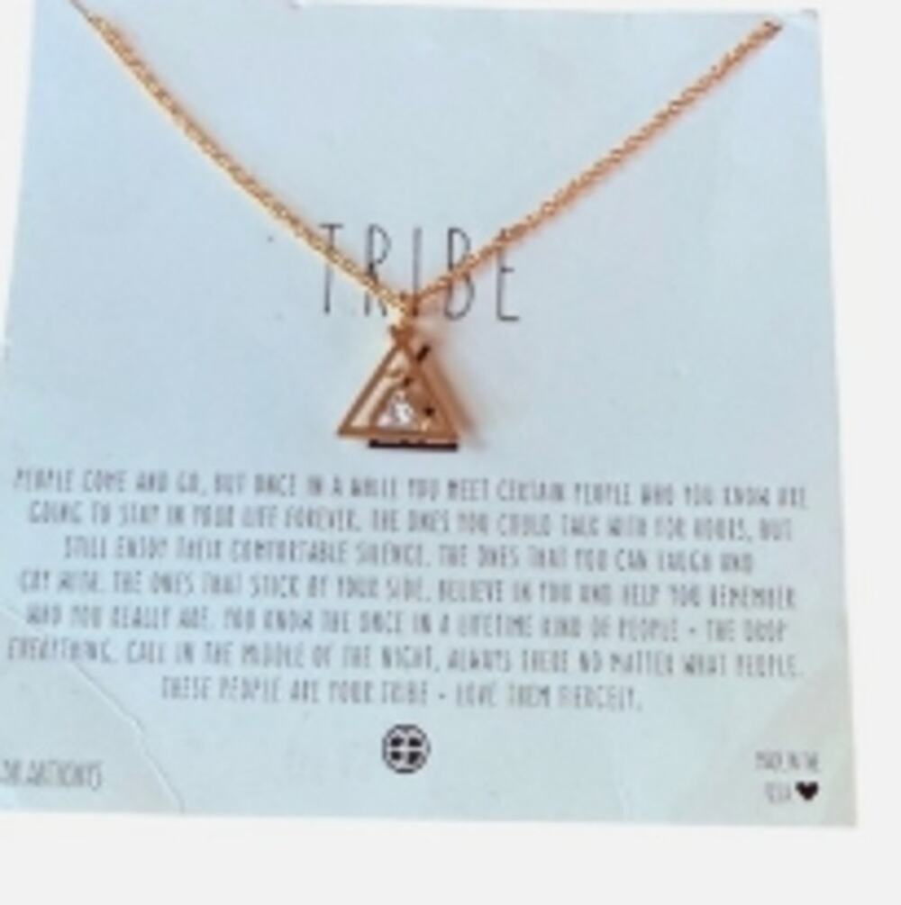 Bryan Anthonys Necklace Tribe Teepee Friendship Minimalist Rose Gold Tone NEW